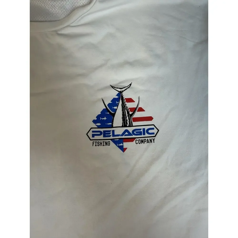 PELAGIC Rash Guard Mens XL White Long Sleeve Breathable Lightweight Mesh
